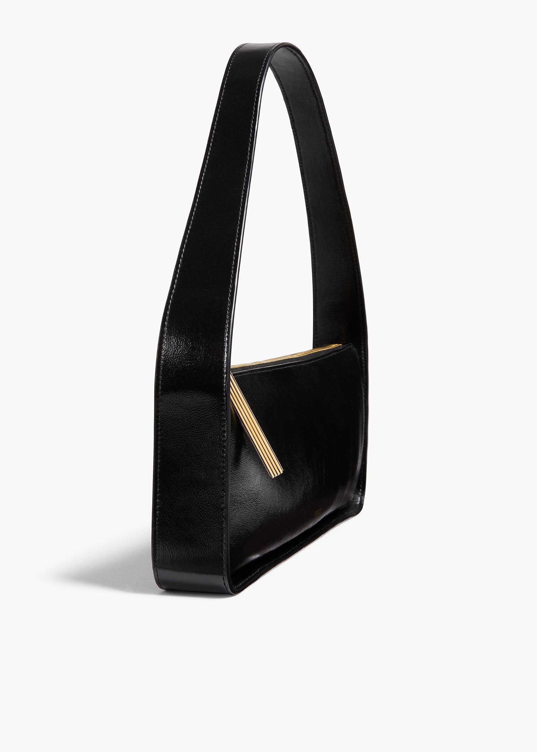 Lori Baguette Bag in Black Crackle Patent Leather Product Image