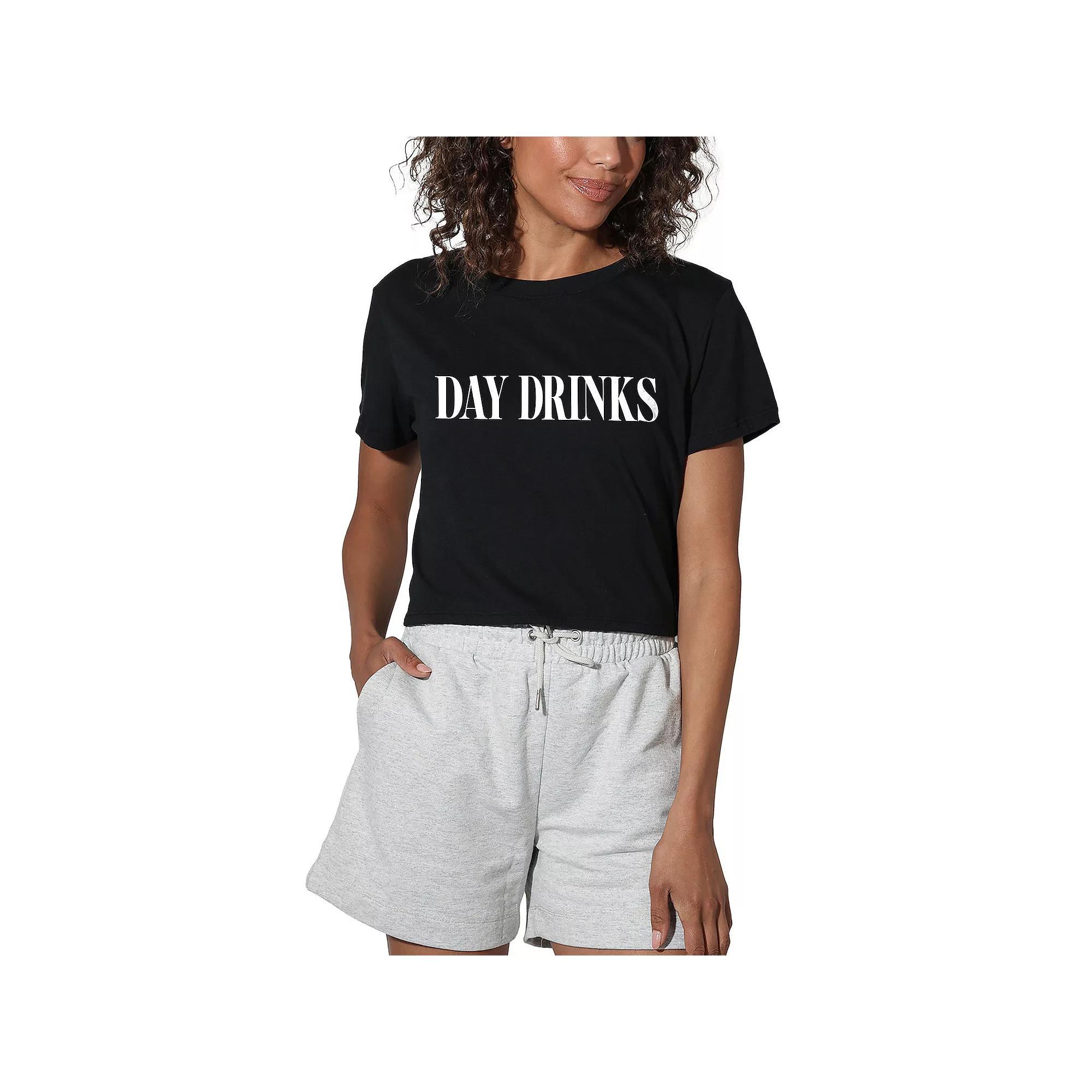 Womens Suburban Riot Day Drinks Crop Tee, Girls Product Image