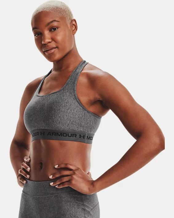 Under Armour Womens Armour Mid Crossback Heather Scoop Neck Sports Bra Product Image