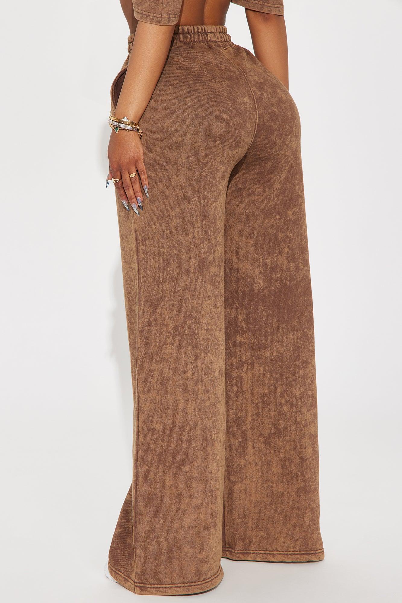 The Brooklyn Way Washed Wide Leg Pant - Brown Combo Product Image