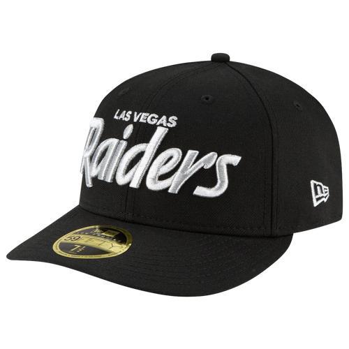 Men's New Era Black Las Vegas Raiders Omaha Script Low Profile 59FIFTY Fitted Hat, Size: 8, Lvr Black Product Image
