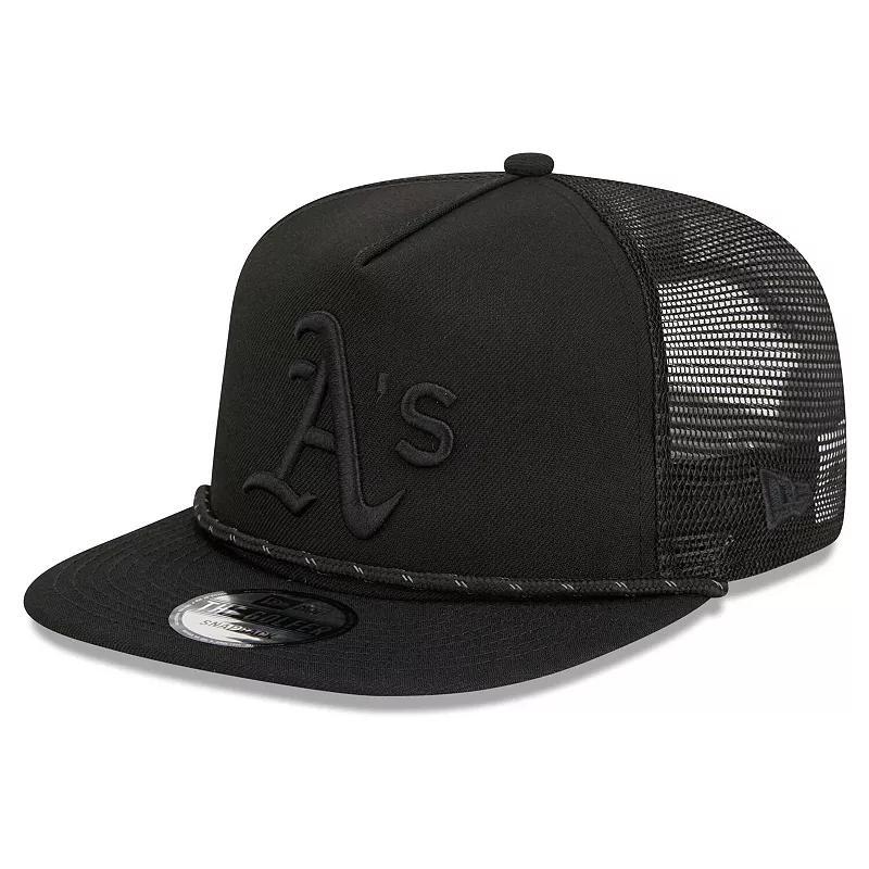 Mens New Era Oakland Athletics Black Meshback Golfer Snapback Hat Product Image
