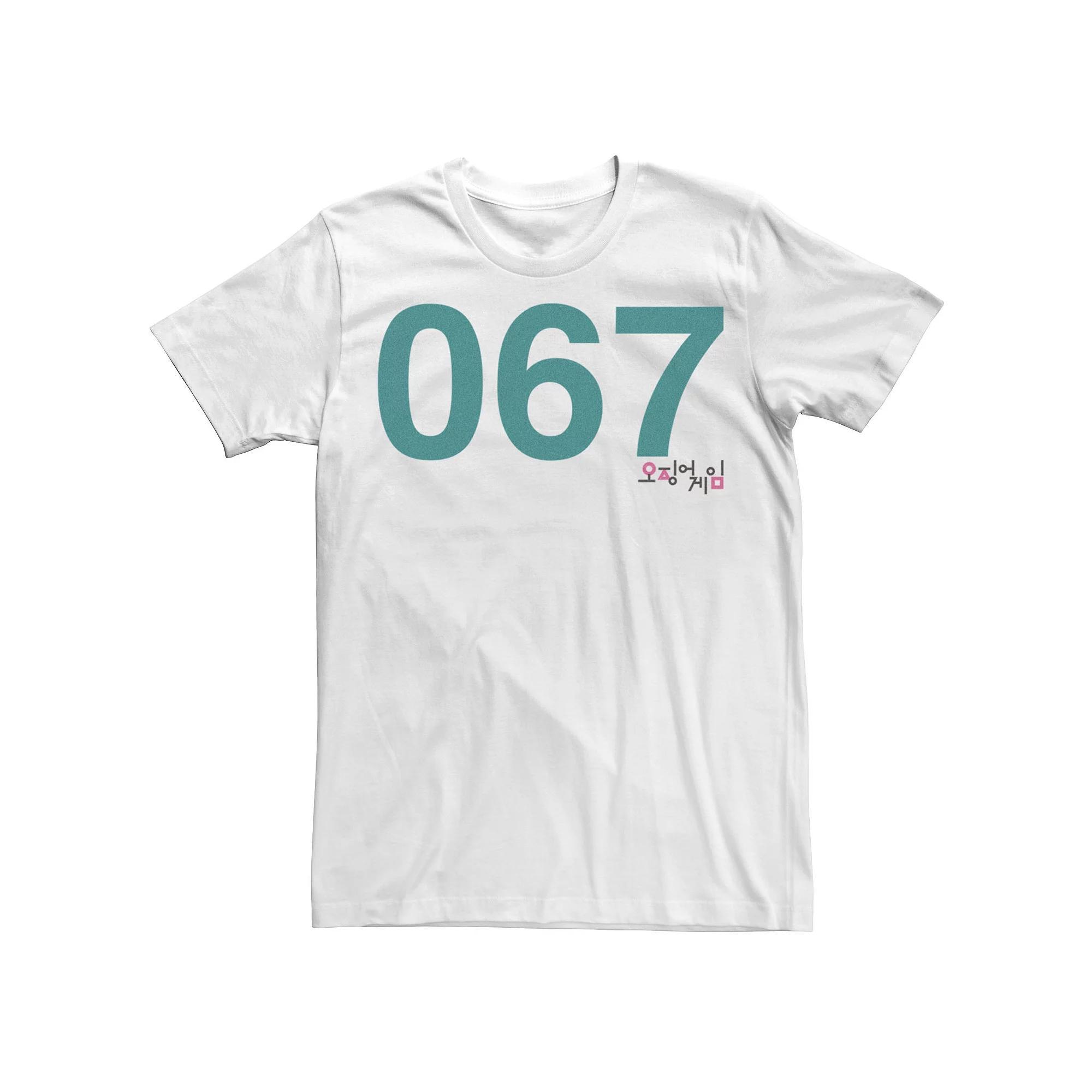 Mens Squid Game Player 067 Green Text Tee, Boys Product Image