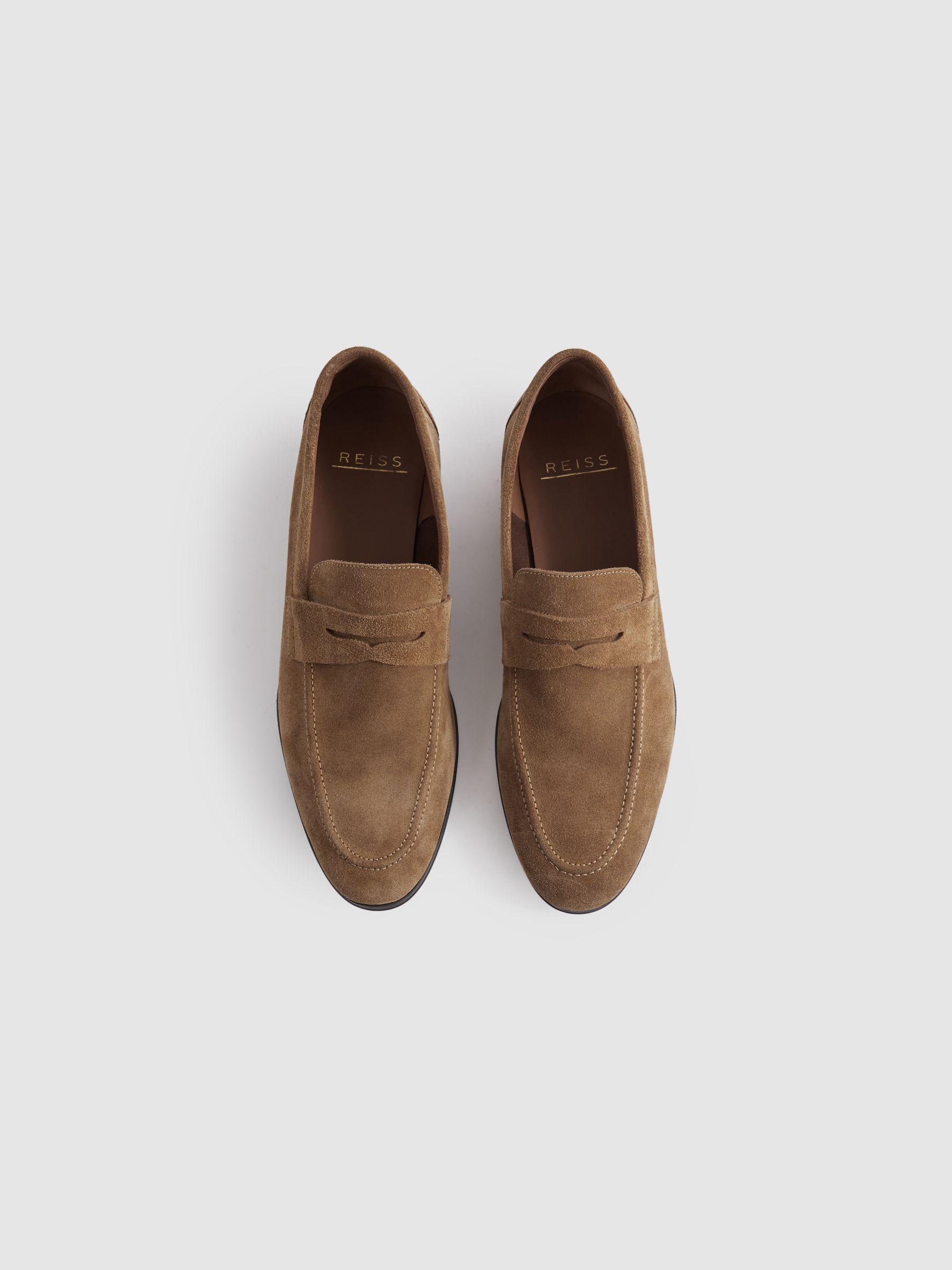Suede Slip On Loafers in Stone Product Image