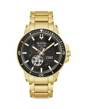 Bulova Mens Marine Star Automatic Gold Tone Stainless Steel Bracelet Watch - 97A174 Product Image