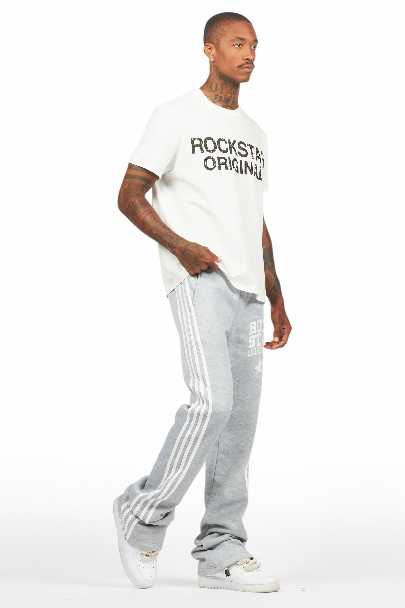 Gerrit Heather Grey Fleece Stacked Baggy Track Pant Male Product Image