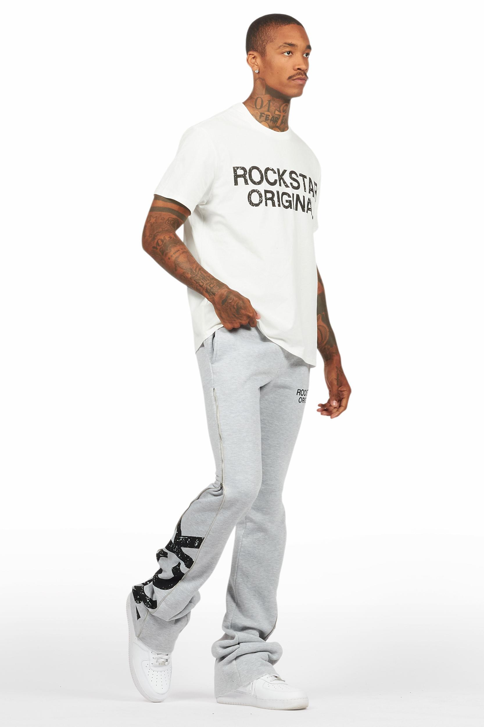 Deniska Heather Grey T-Shirt/Baggy Stacked Flare Track Set Male Product Image