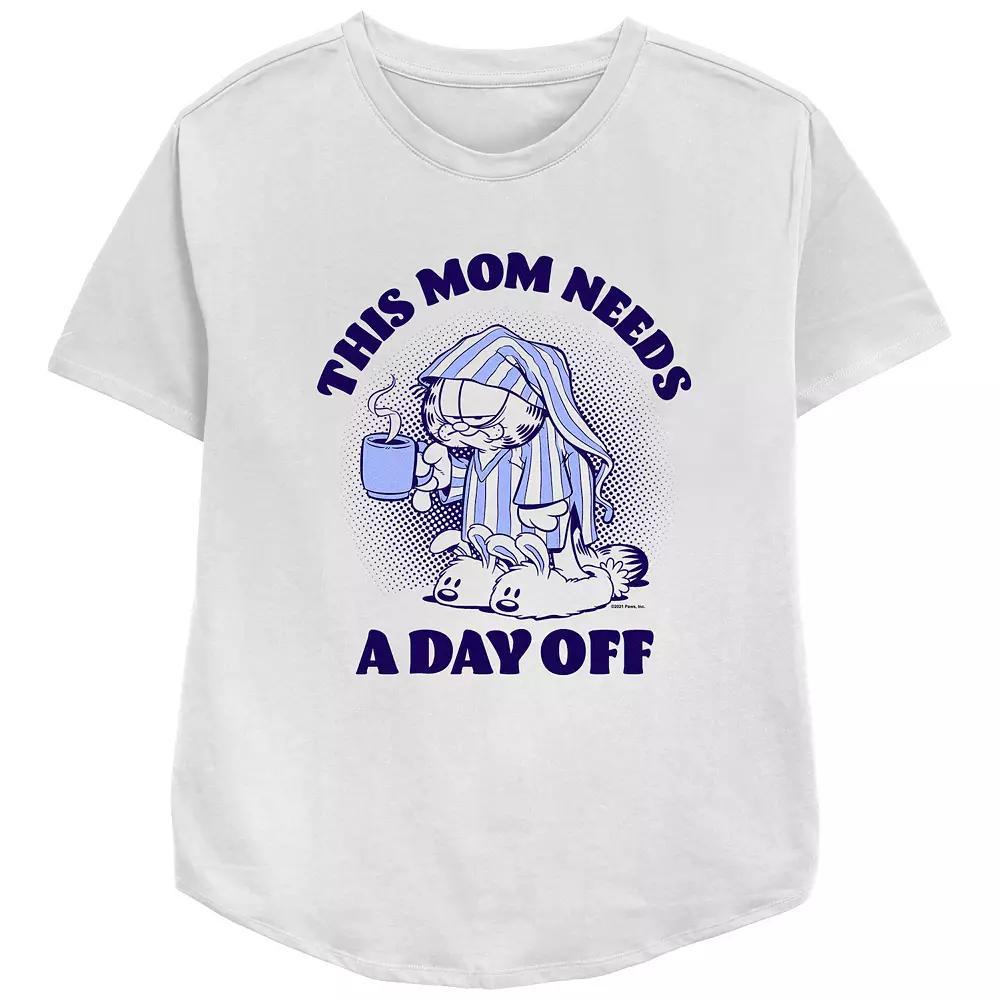 Women's Garfield This Mom Needs A Day Off Relaxed Fit Graphic Tee, Size: Small, White Product Image