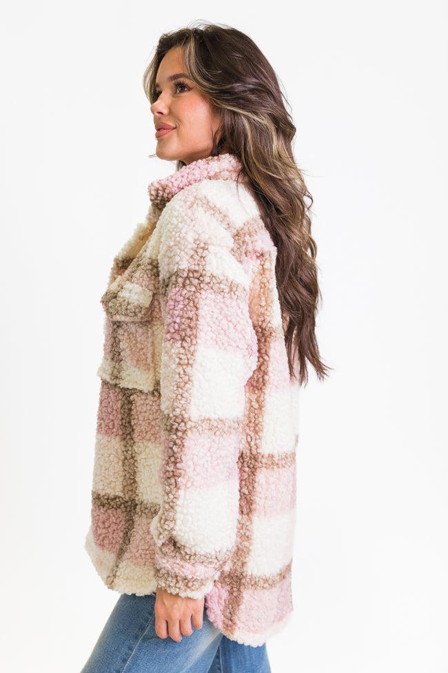 Beloved Memories Pink Plaid Sherpa Shacket Product Image