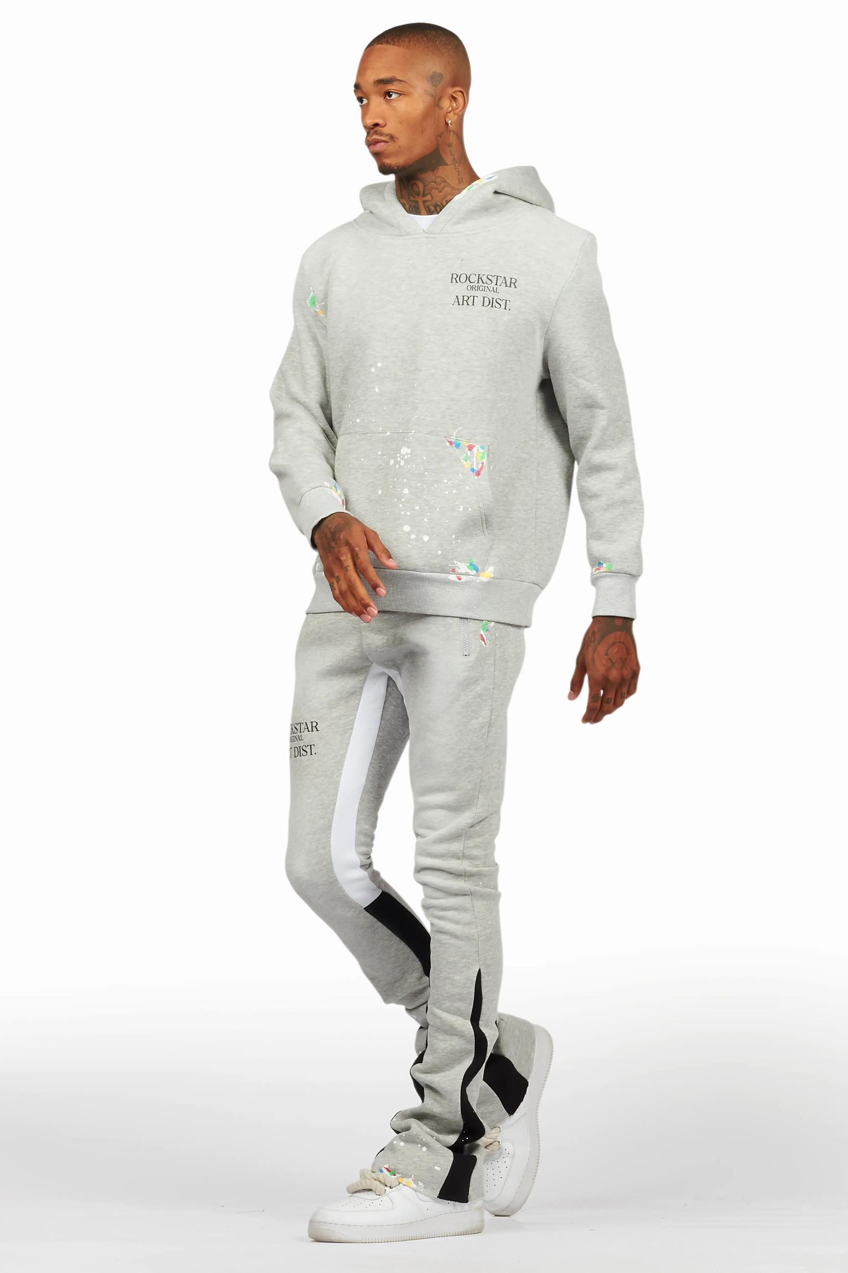 Rockstar Art Dist. Heather Grey Hoodie/Stacked Flare Set Male Product Image