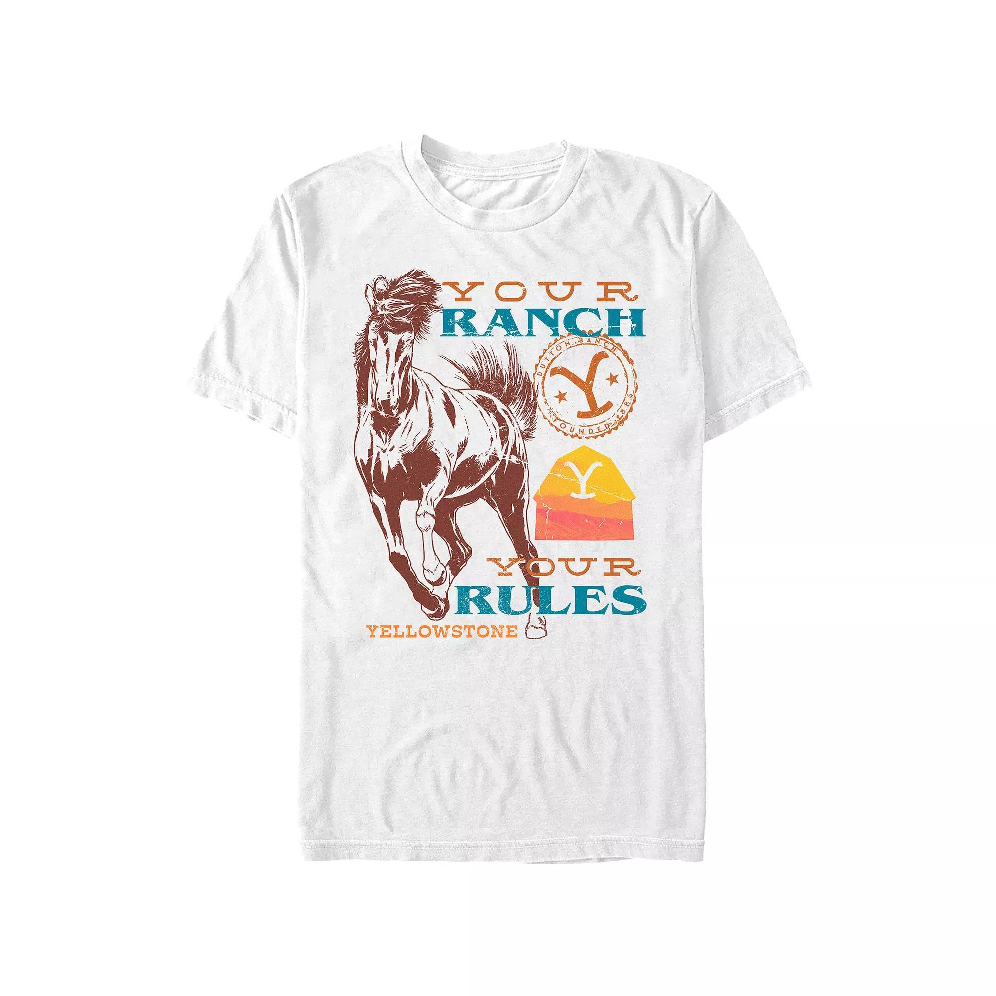 Men's Yellowstone Your Ranch Your Rules Graphic Tee, Size: XL, White Product Image