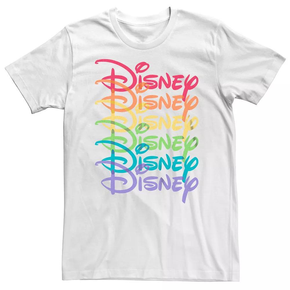 Disney's Big & Tall Rainbow Logo Stack Graphic Tee, Men's, Size: 3XL, White Product Image