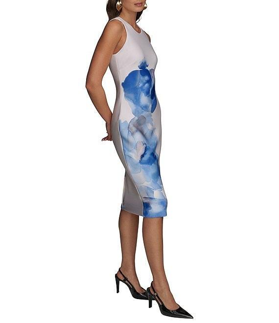 Donna Karan Sleeveless Floral Print Scuba Sheath Dress Product Image
