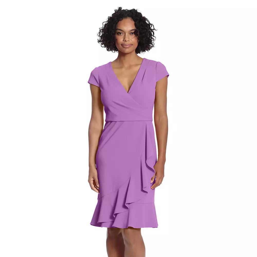 Women's London Times Cascade Ruffle Faux-Wrap Dress, Size: 16, Red Product Image
