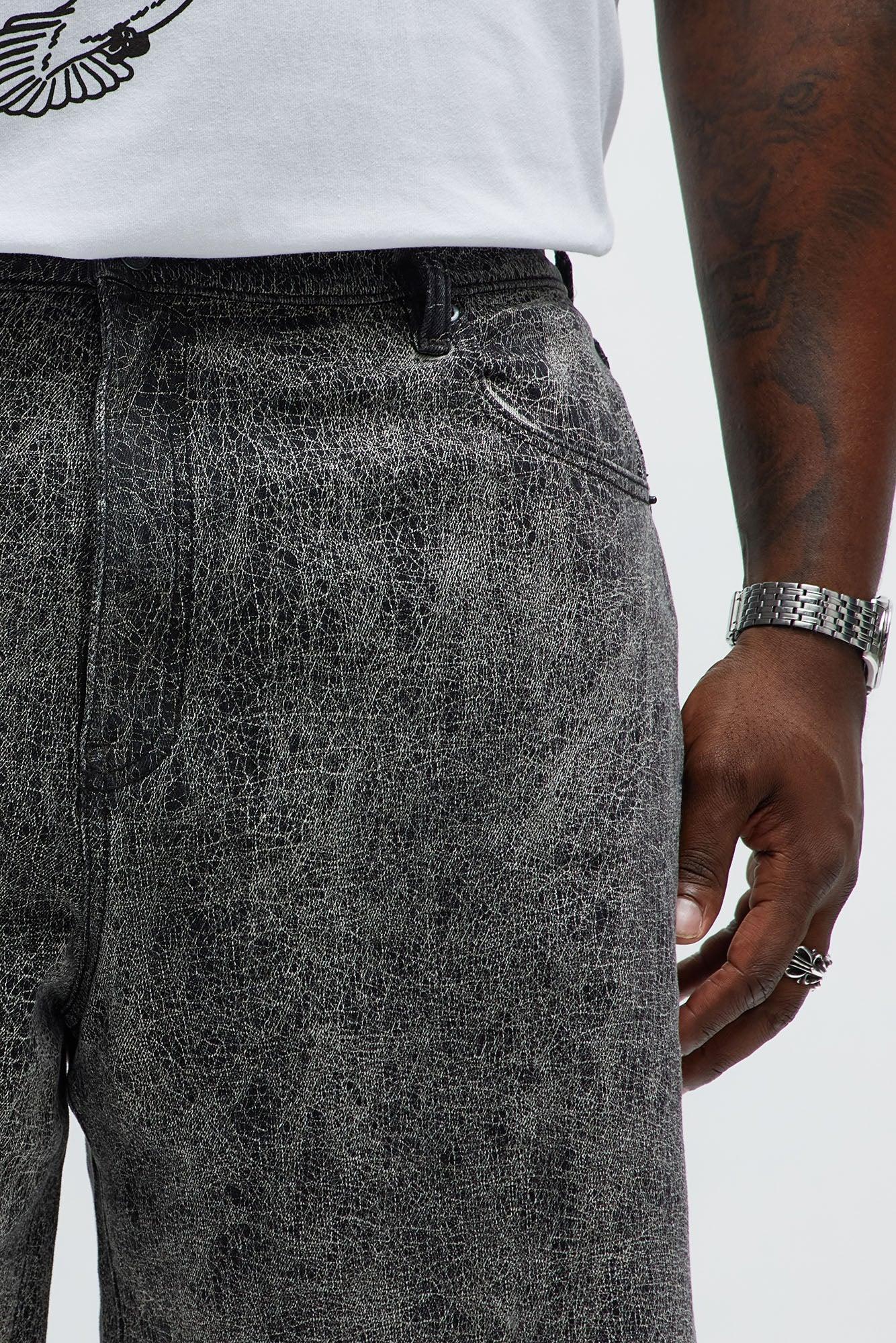Relaxed Crack The Code Denim Shorts - Grey Product Image