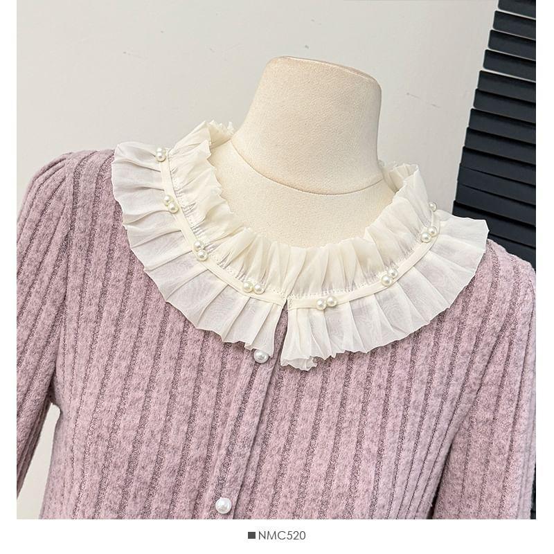 Ruffle-Trim Ribbed-Knit Crop Top Product Image