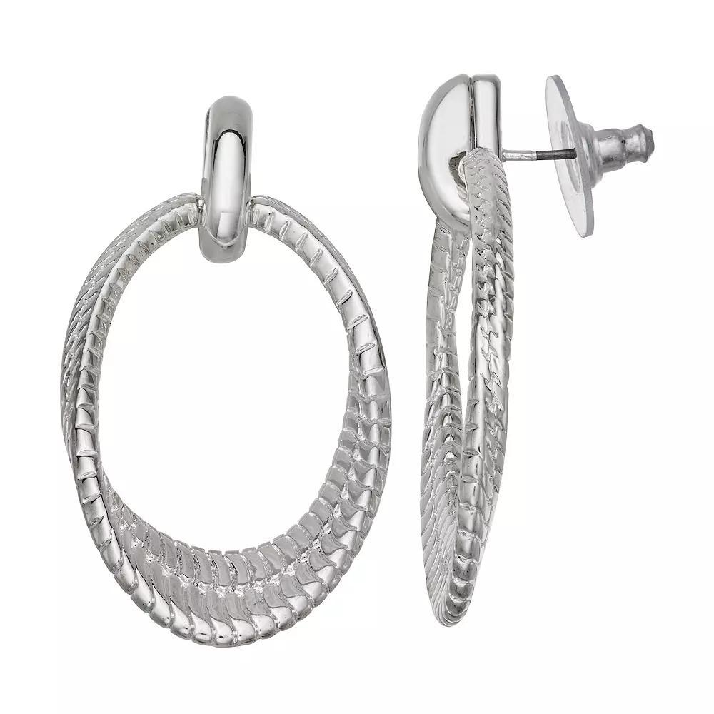 Napier Silver Tone Twisted Drop Earrings, Womens Product Image