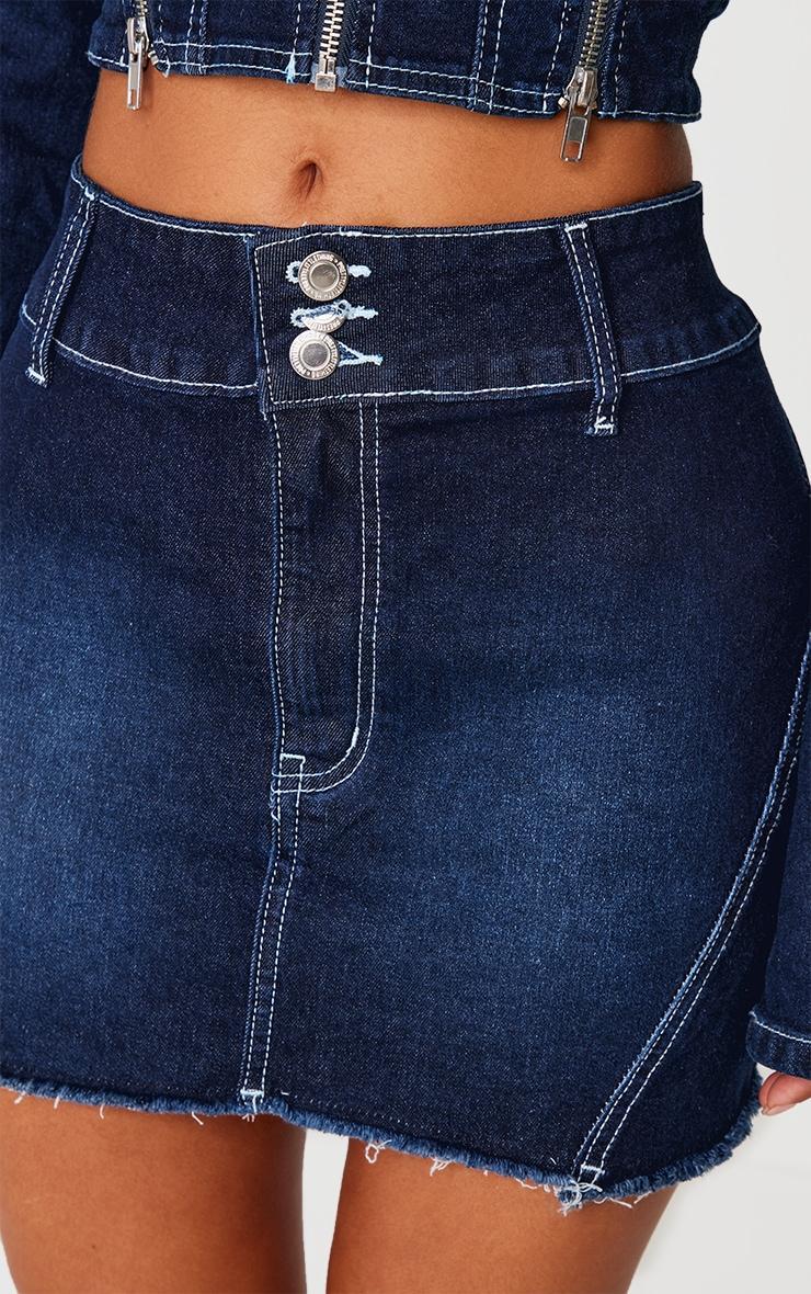 Petite Indigo Stitch Detail Mini Skirt Product Image