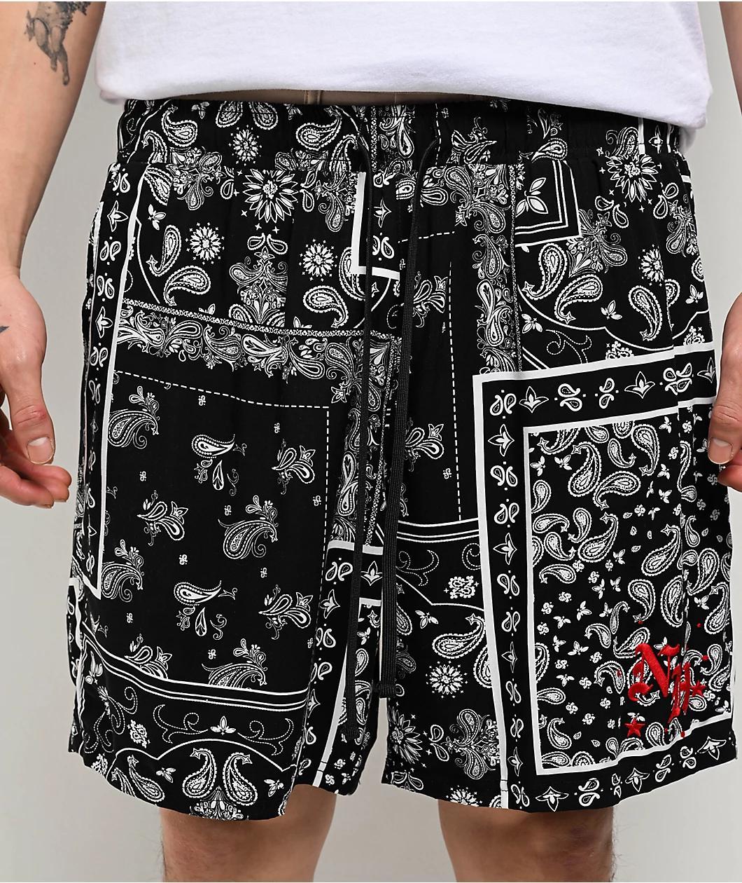 Ninth Hall Paisley Black Rayon Shorts Product Image