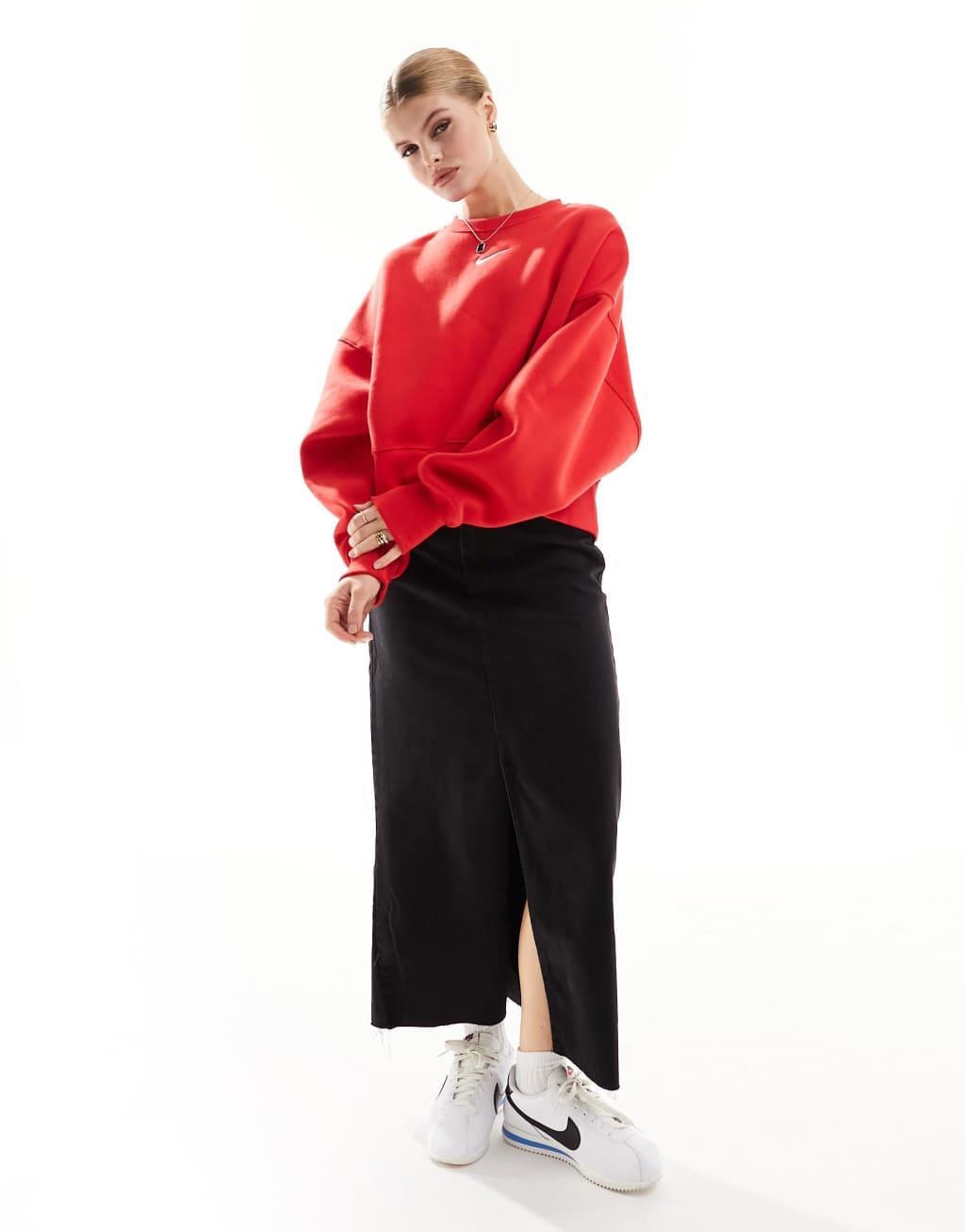 Nike Phoenix Fleece super oversized sweatshirt in red Product Image