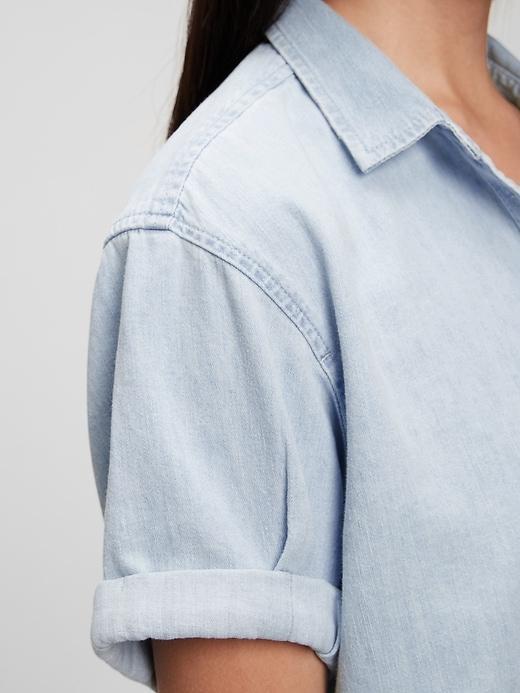 Roll Cuff Denim Shirt Product Image