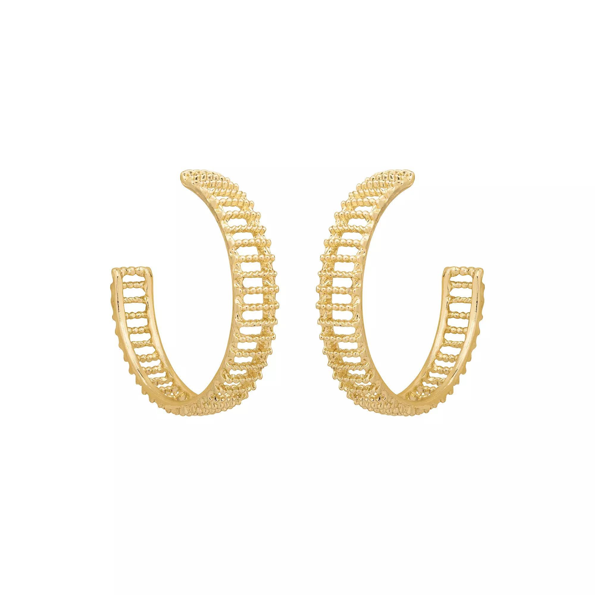 Sonoma Goods For Life® Gold Tone Open Textured Hoop Earrings, Women's, None Product Image