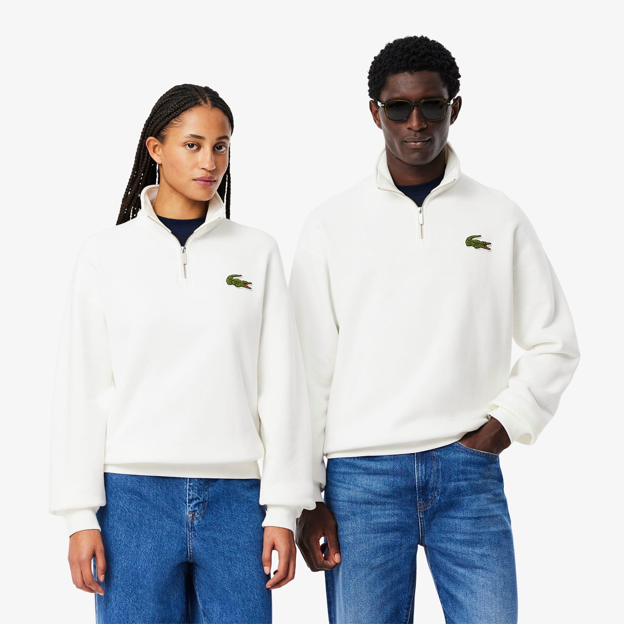 Unisex Loose Fit Badge Accent Half-Zip Sweatshirt Product Image
