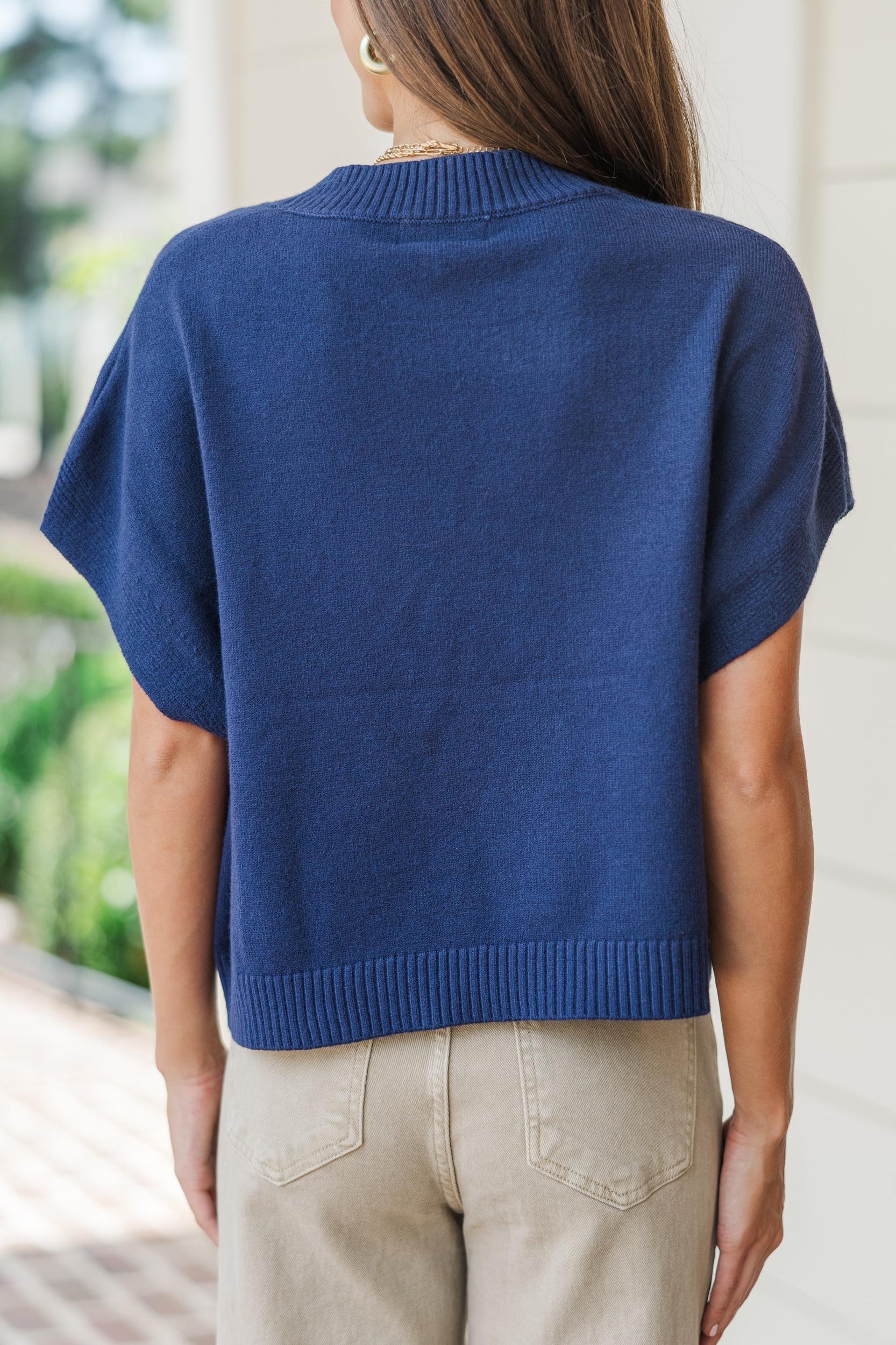 Pinch: The Reason Why Navy Blue Drop Shoulder Sweater Female Product Image