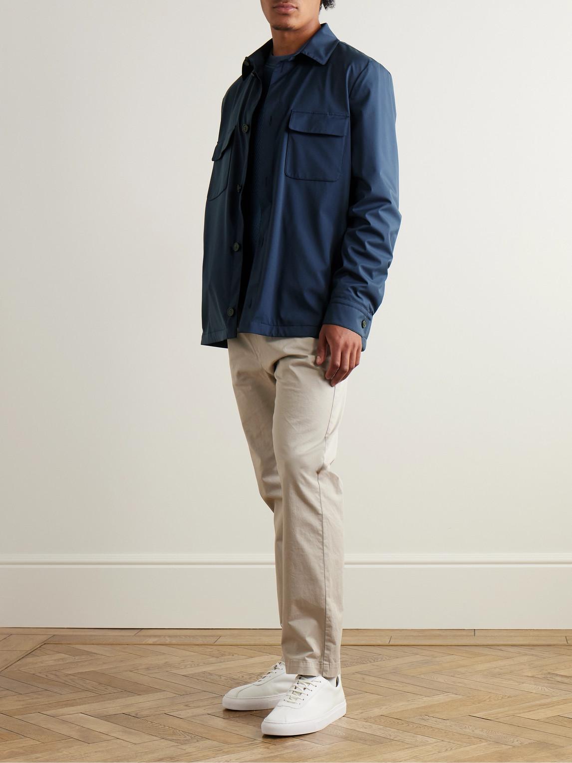 LORO PIANA Men's Windwish Wind-resistant Overshirt In Blue Product Image