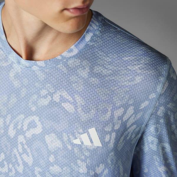 adidas Own the Run CLIMACOOL 3-Stripes Long Sleeve Tee Dash Grey M Mens Product Image