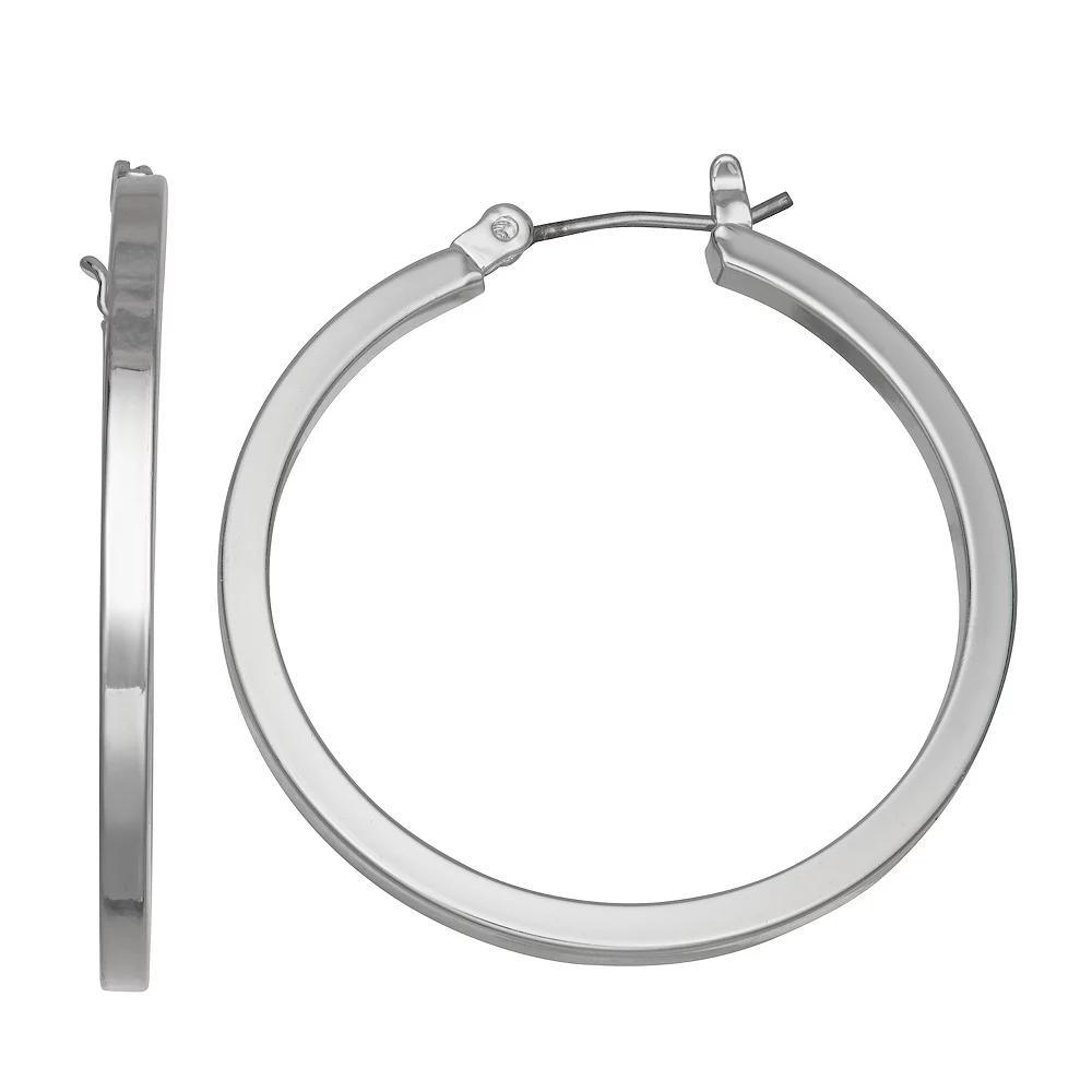 Simply Vera Vera Wang Silver Tone 31 mm Medium Hoop Earrings, Womens Product Image