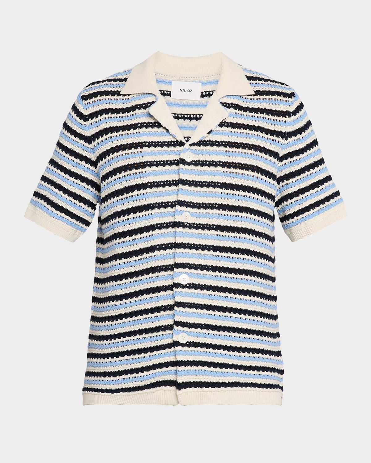 Mens Henry Striped Knit Camp Shirt Product Image