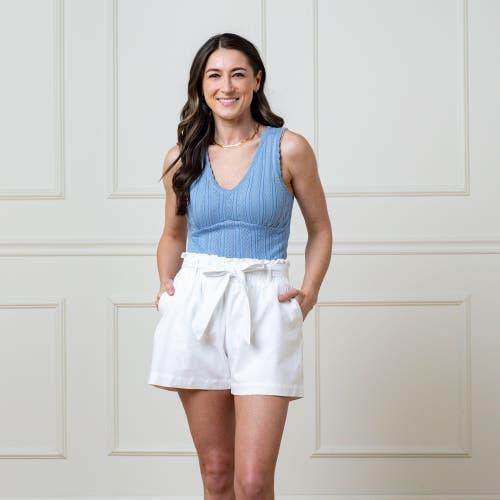 Hope & Henry Womens' Cinched Waist Short in White Linen at Nordstrom, Size 14 Product Image