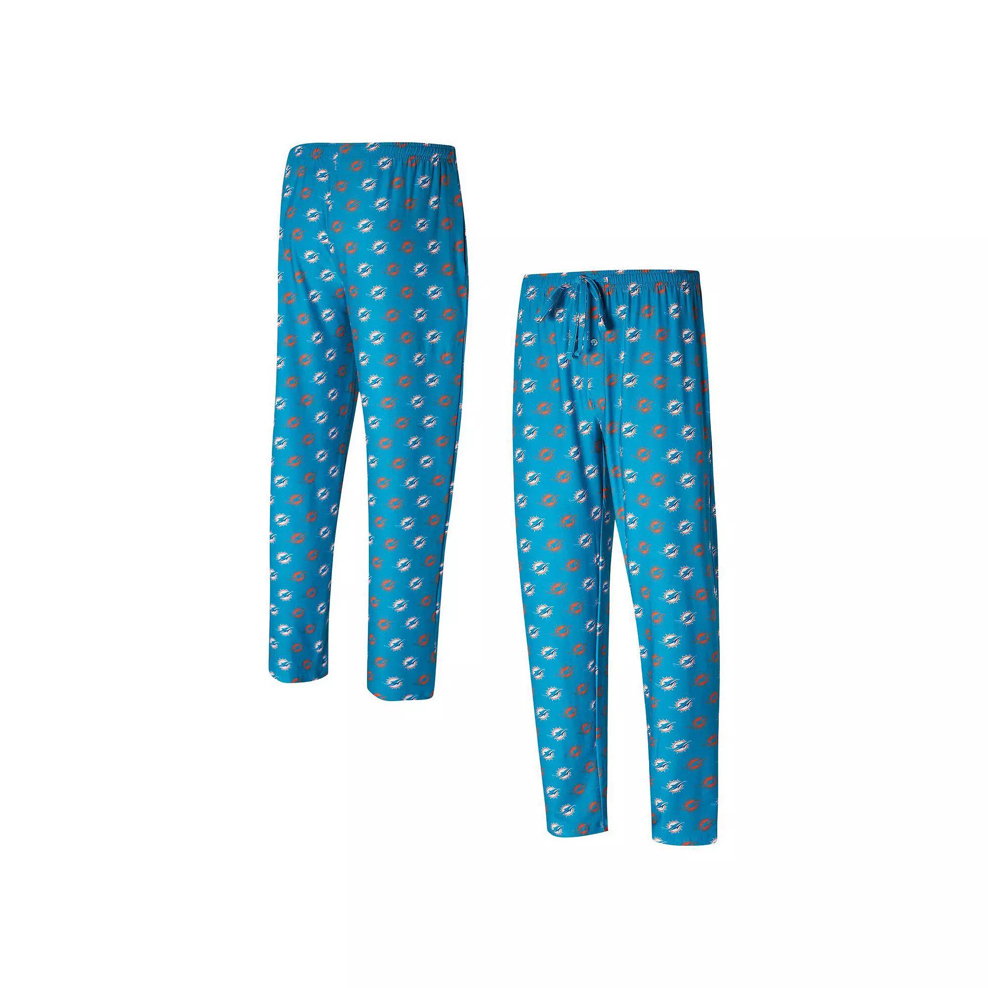 Mens Concepts Sport Aqua Miami Dolphins Record Allover Print Knit Pants Turquoise A Product Image