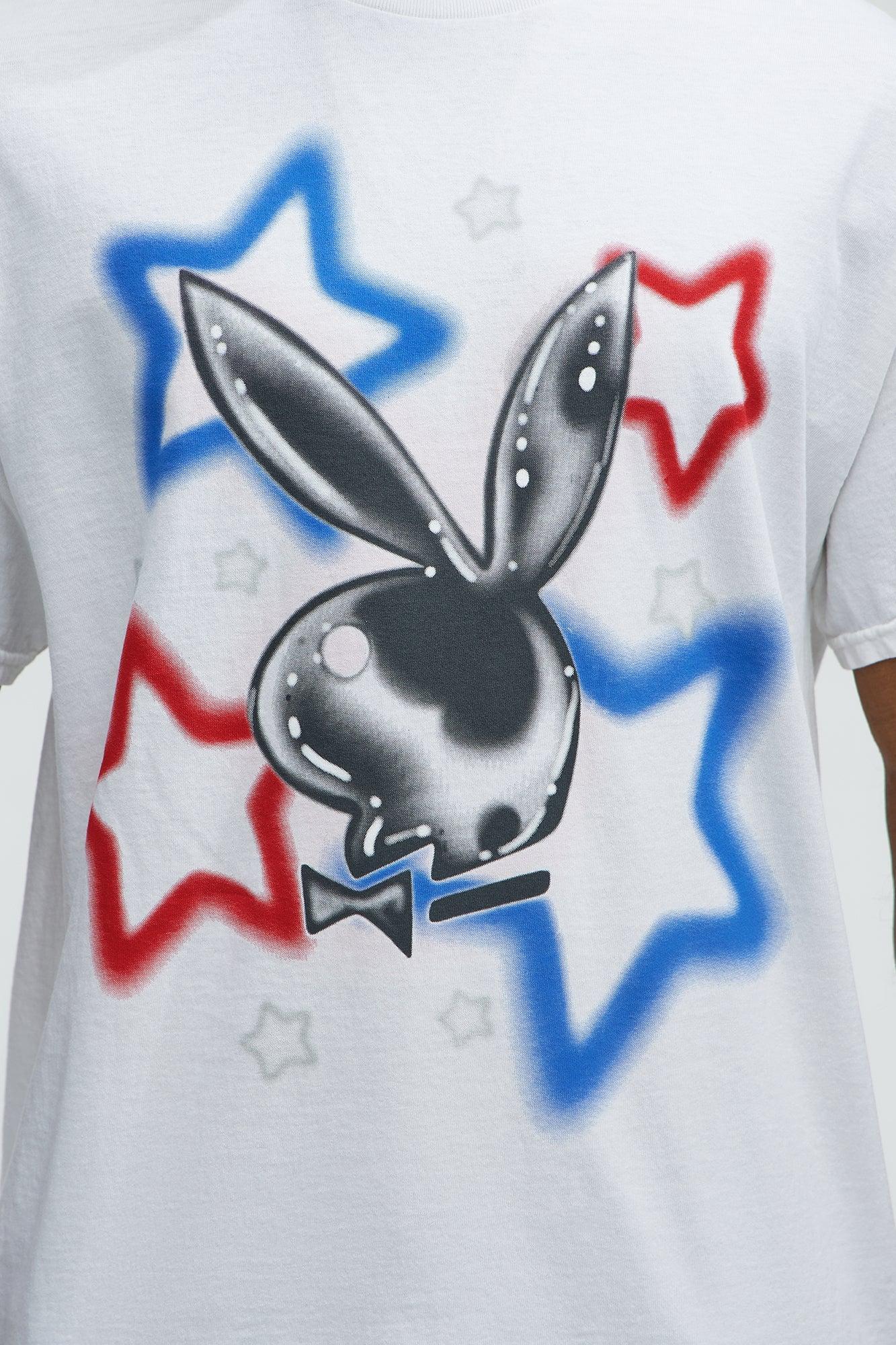 Playboy Airbrushed Short Sleeve Tee - White Product Image