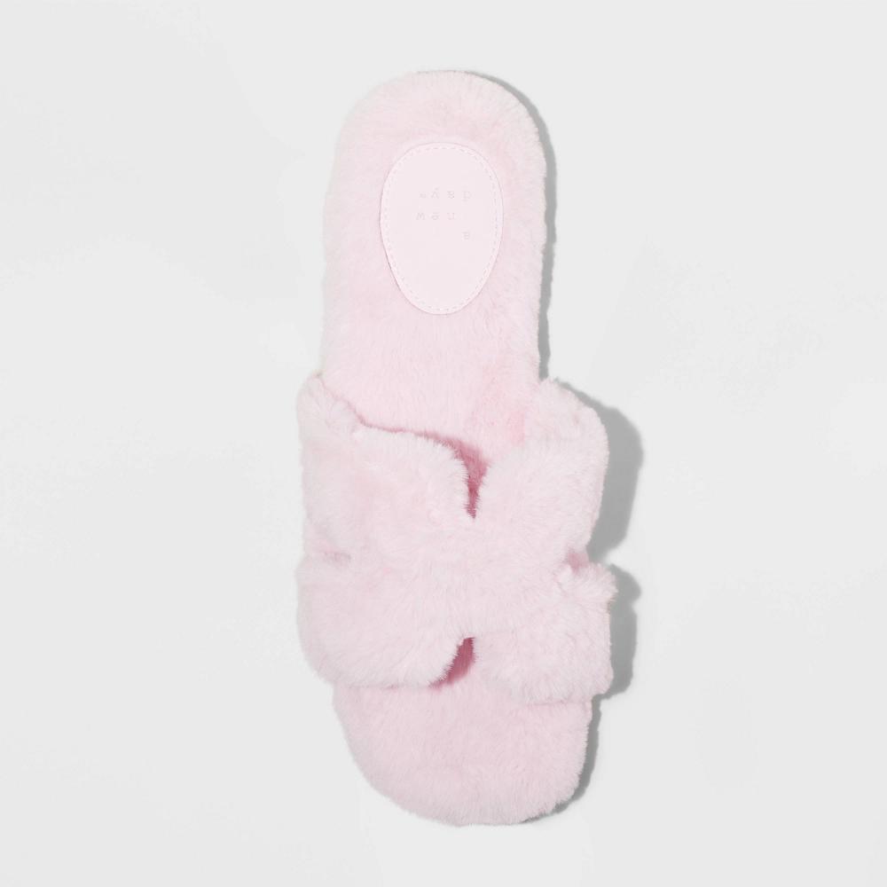 Women's Sage Slide Slippers - A New Day™ Blush 8: Open Toe, Indoor/Outdoor, Cushioned Insole, Slip On, Square Toe Product Image