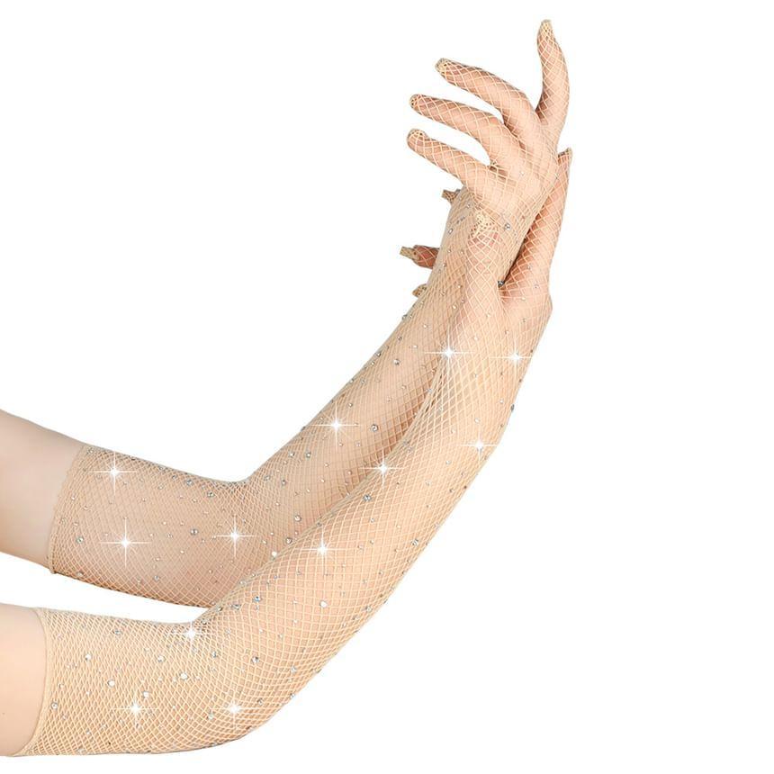 Rhinestone Fishnet Gloves Product Image