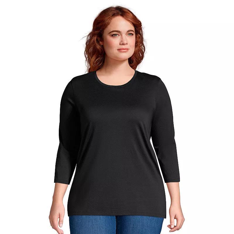 Plus Size Lands' End Supima Cotton Relaxed Fit Crewneck Tunic, Women's, Size: 3XL, Radiant Blue Product Image