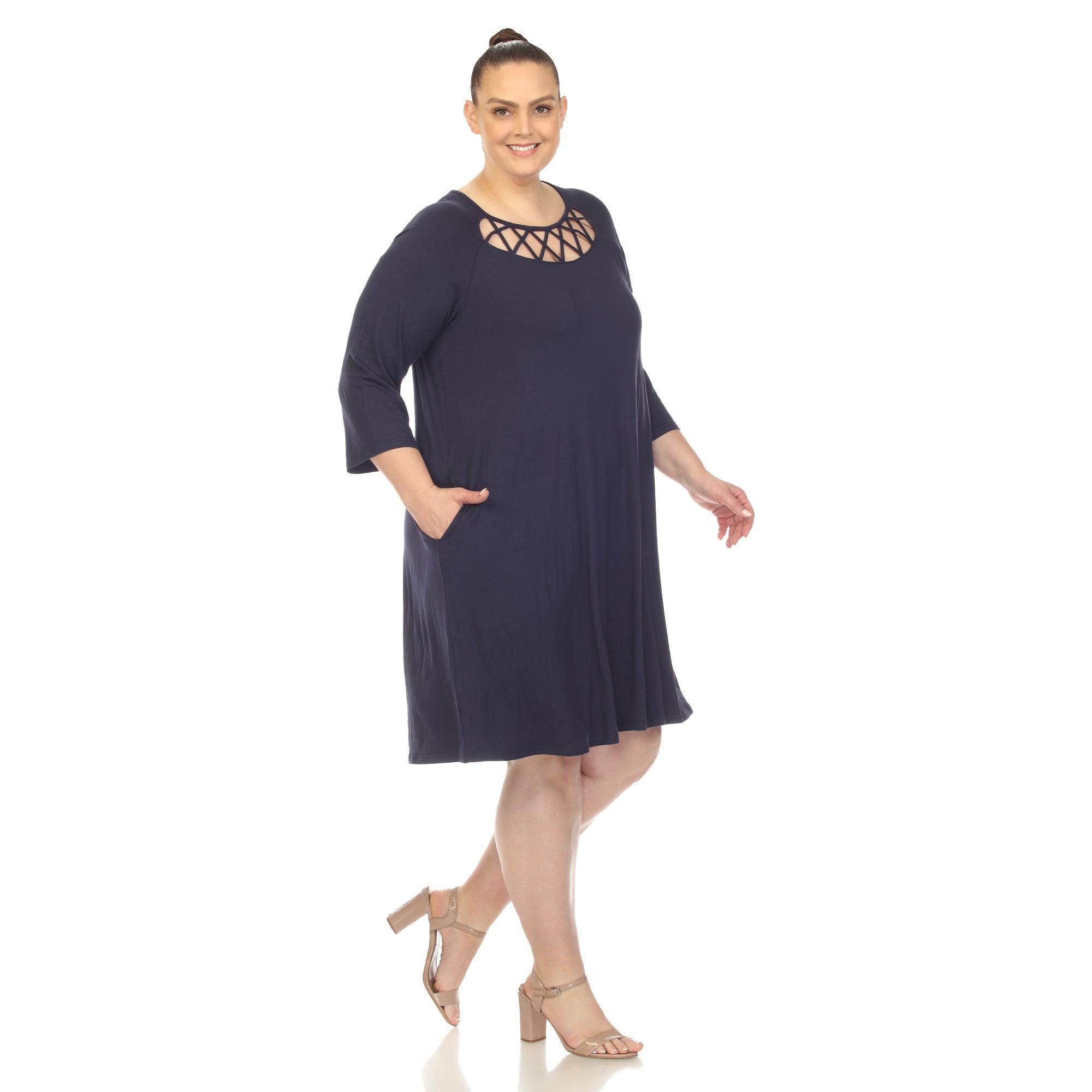 Criss Cross Neckline Swing Midi Dress - Plus Product Image