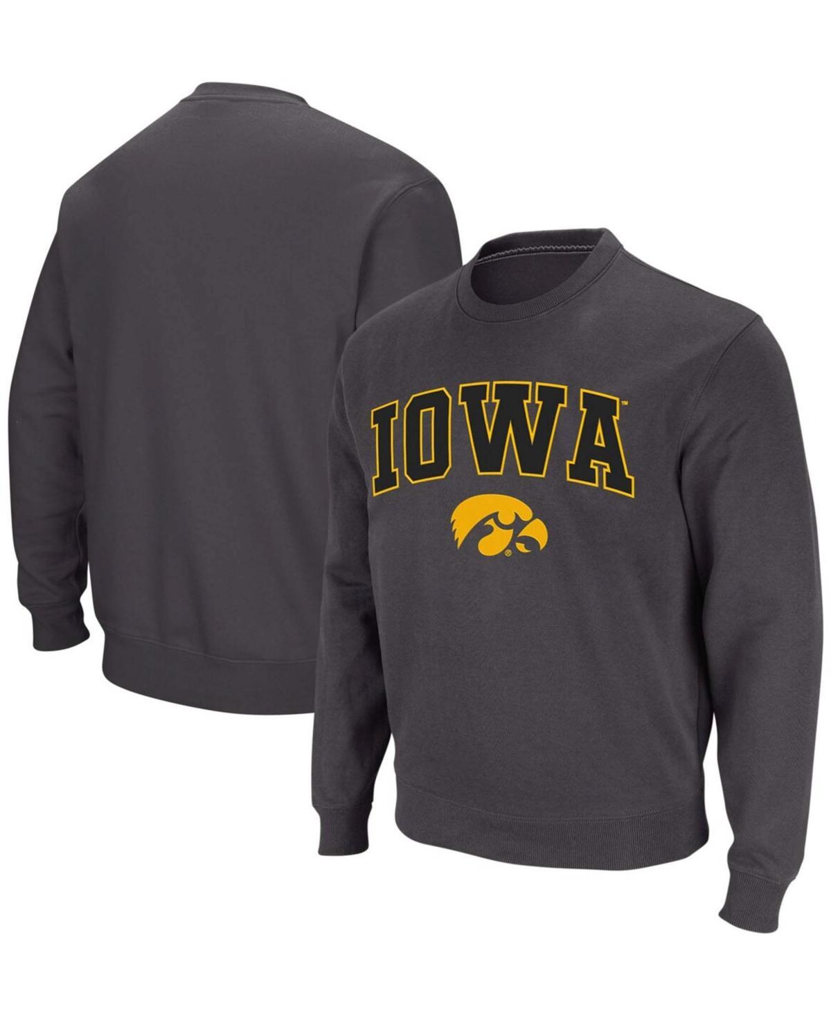 Men's Colosseum Charcoal Iowa Hawkeyes Arch & Logo Crew Neck Sweatshirt, Size: Large Product Image