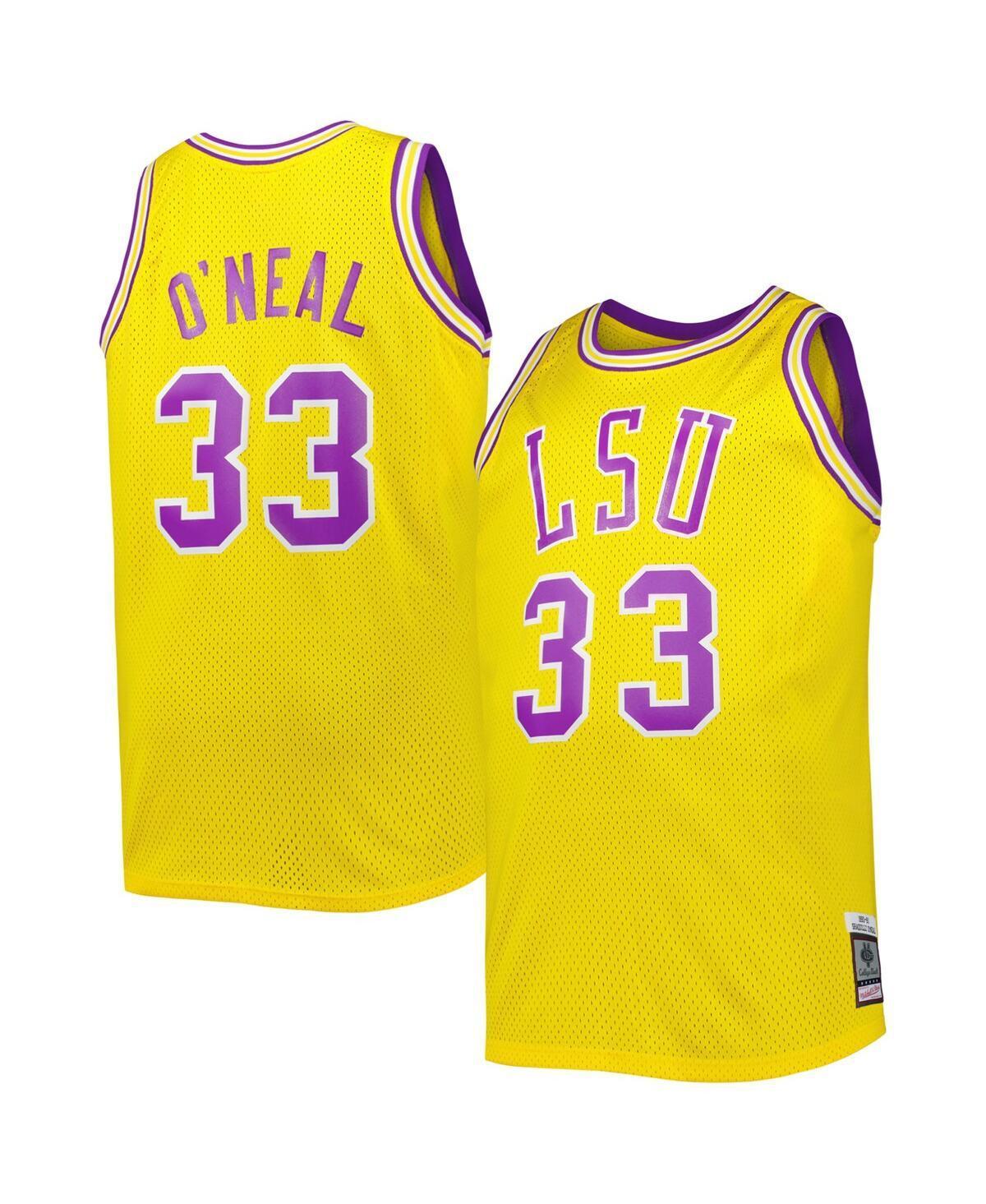 Men's 1990/91 Mitchell & Ness Shaquille O'Neal Gold LSU Tigers Big & Tall Swingman Jersey, Size: XLT Product Image