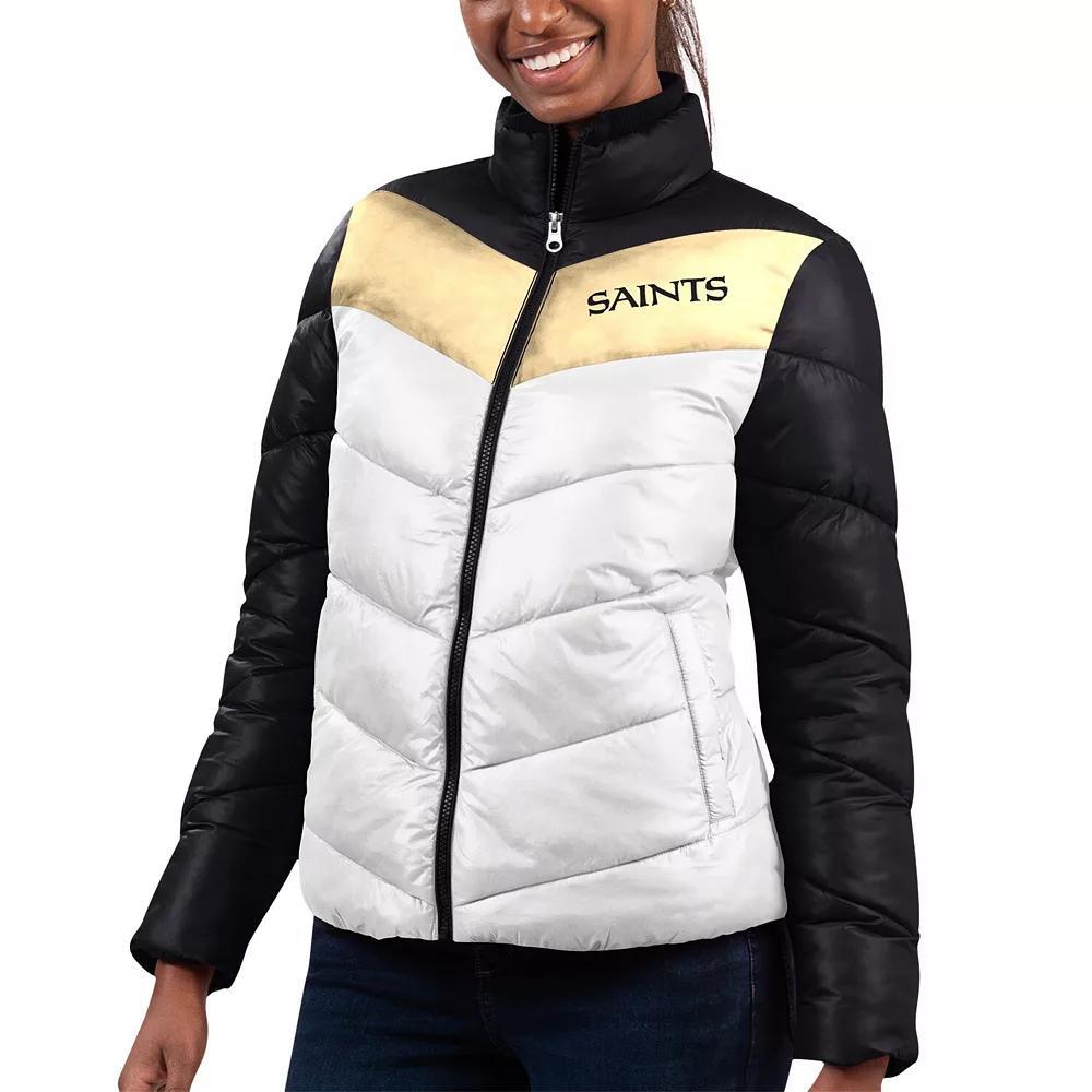 Women's G-III 4Her by Carl Banks  White/Black New Orleans Saints New Star Quilted Full-Zip Jacket, Size: Medium Product Image