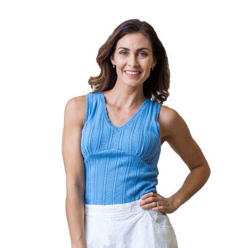 Hope & Henry Womens' Empire Sweater Tank in Cornflower Blue Pointelle at Nordstrom, Size Small Product Image