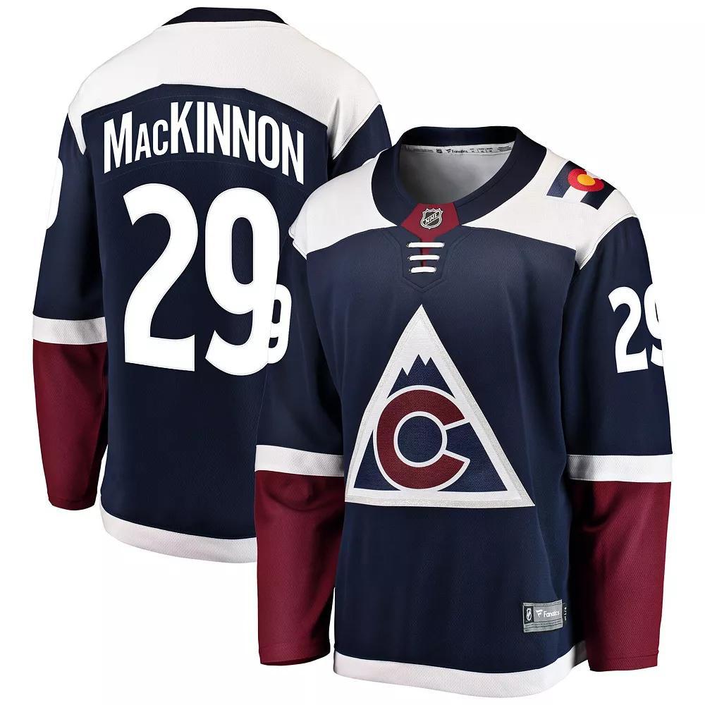 Men's Fanatics Branded Nathan MacKinnon Navy Colorado Avalanche Alternate Breakaway Player Jersey, Size: 5XL, Blue Product Image