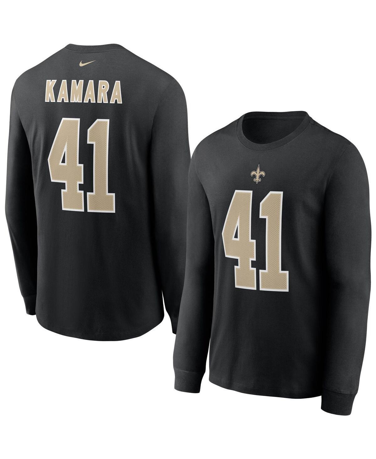Men's Nike Alvin Kamara Black New Orleans Saints Player Name & Number Long Sleeve T-Shirt, Size: 2XL Product Image