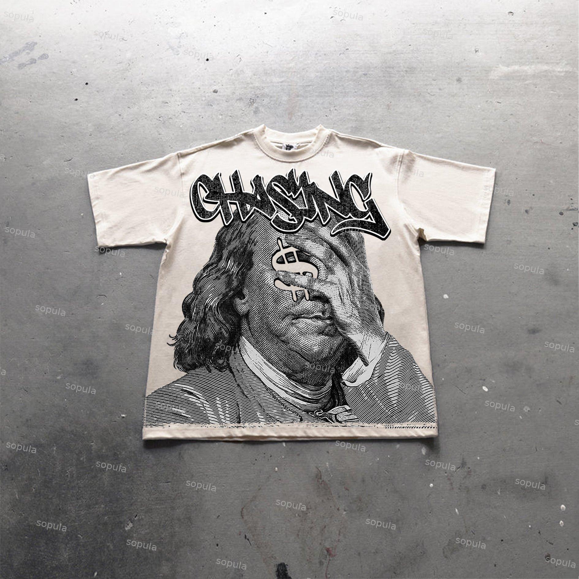 Vintage Chase Money Graphic Print Cotton T-Shirt Product Image