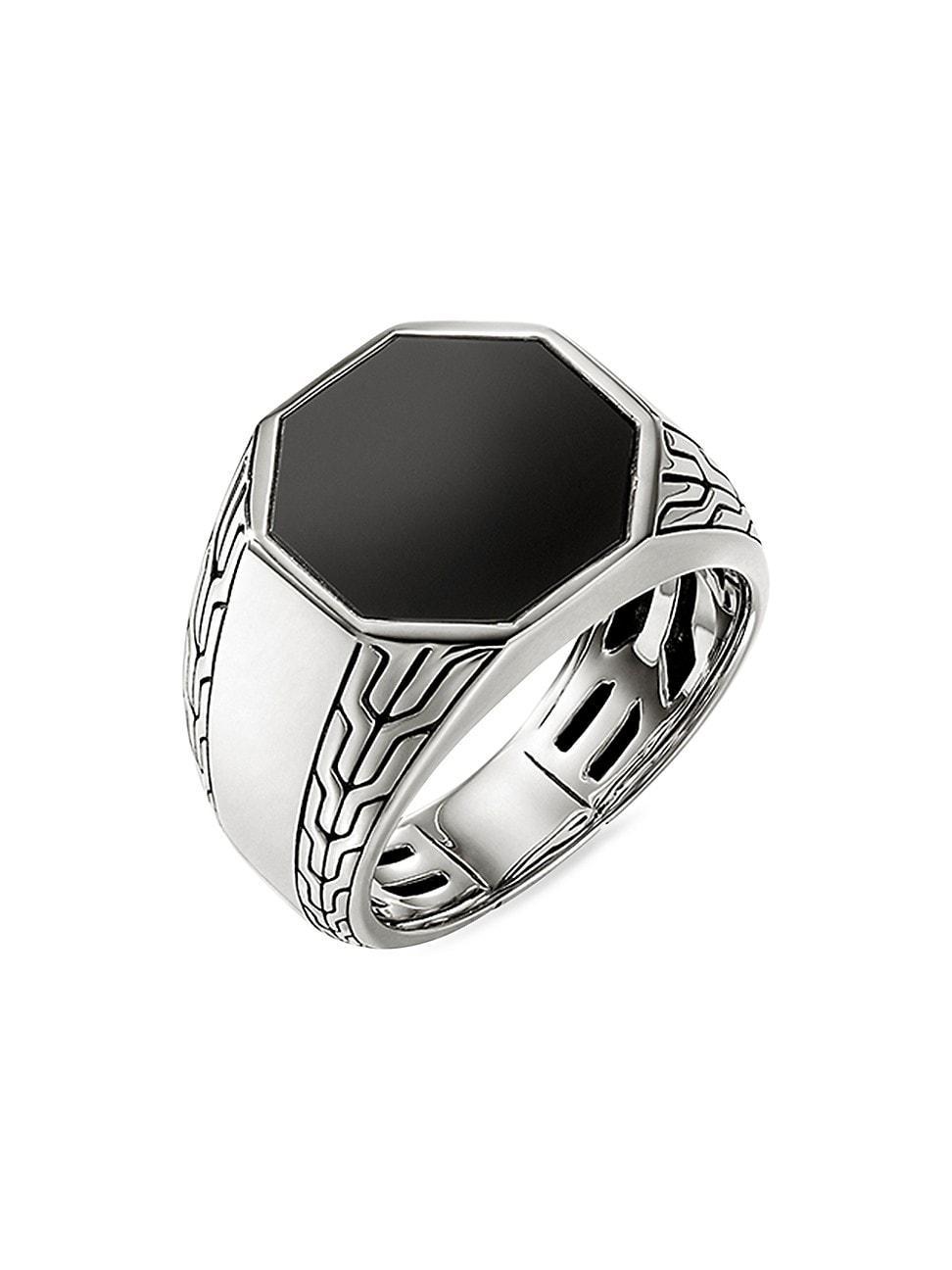 John Hardy Mens Sterling Silver Onyx Signet Ring Product Image