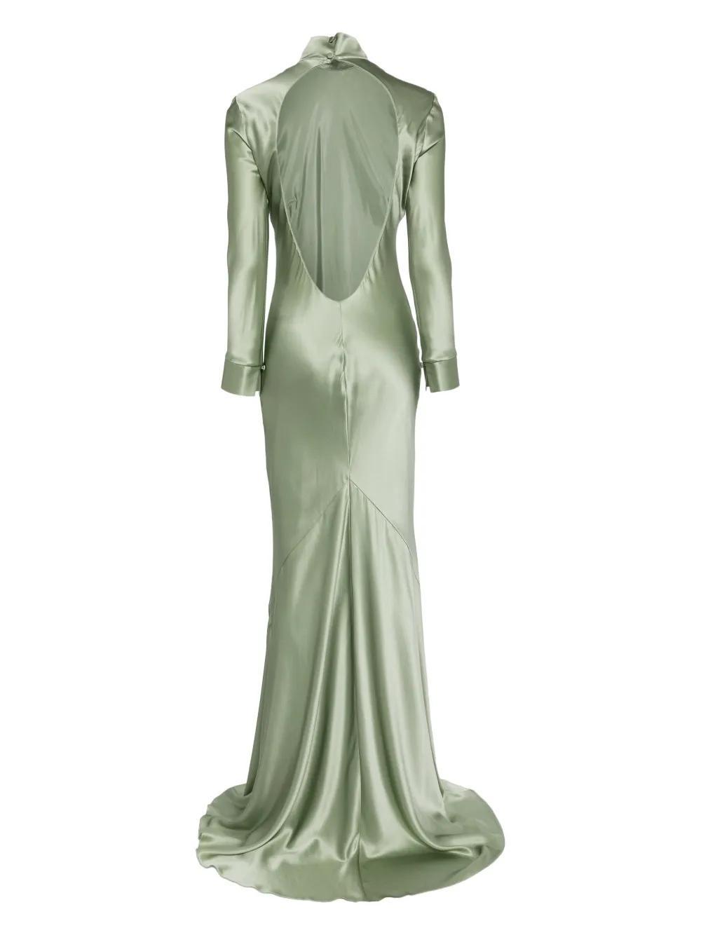 long sleeve silk gown Product Image