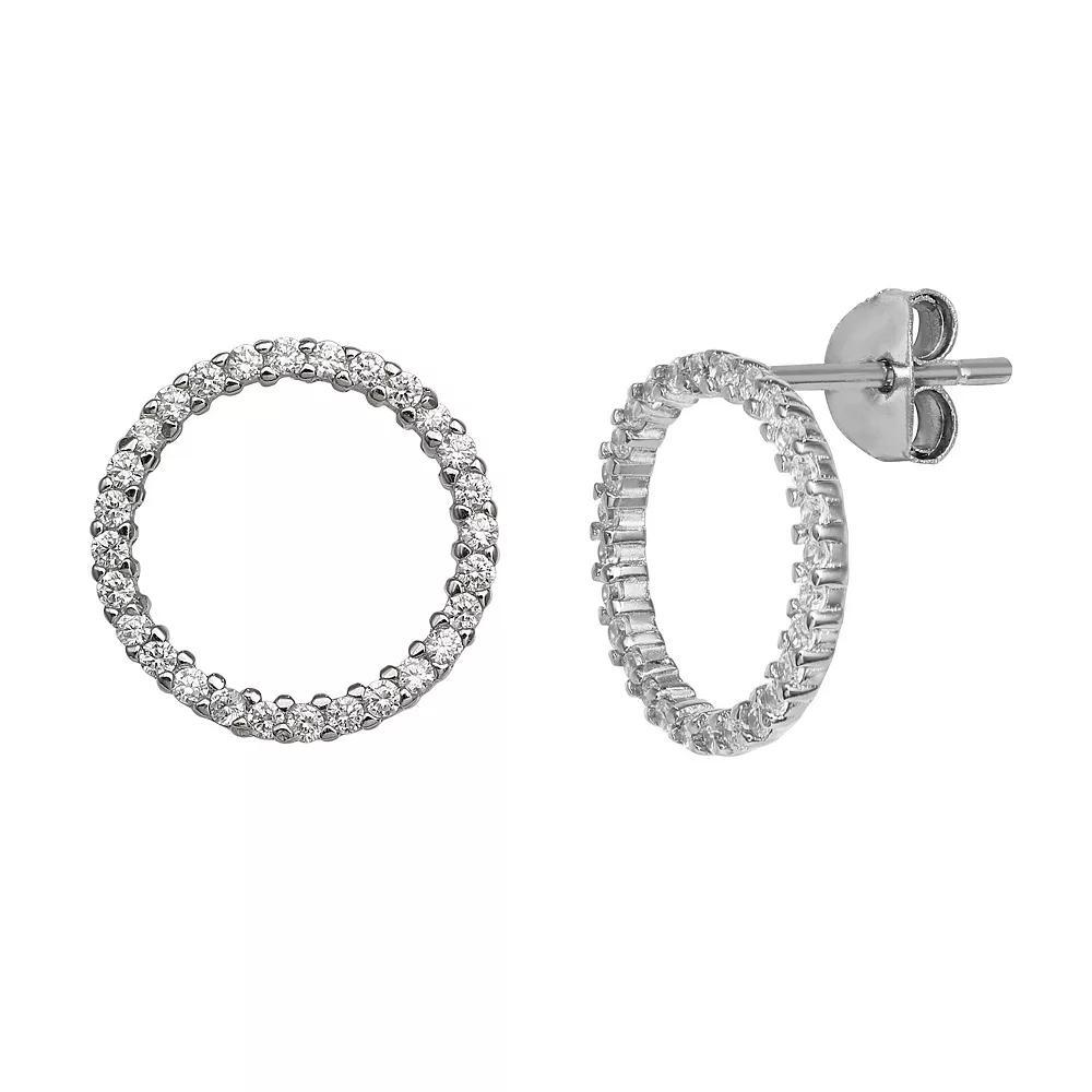 PRIMROSE Sterling Silver Cubic Zirconia Open Circle Stud Earrings, Women's Product Image