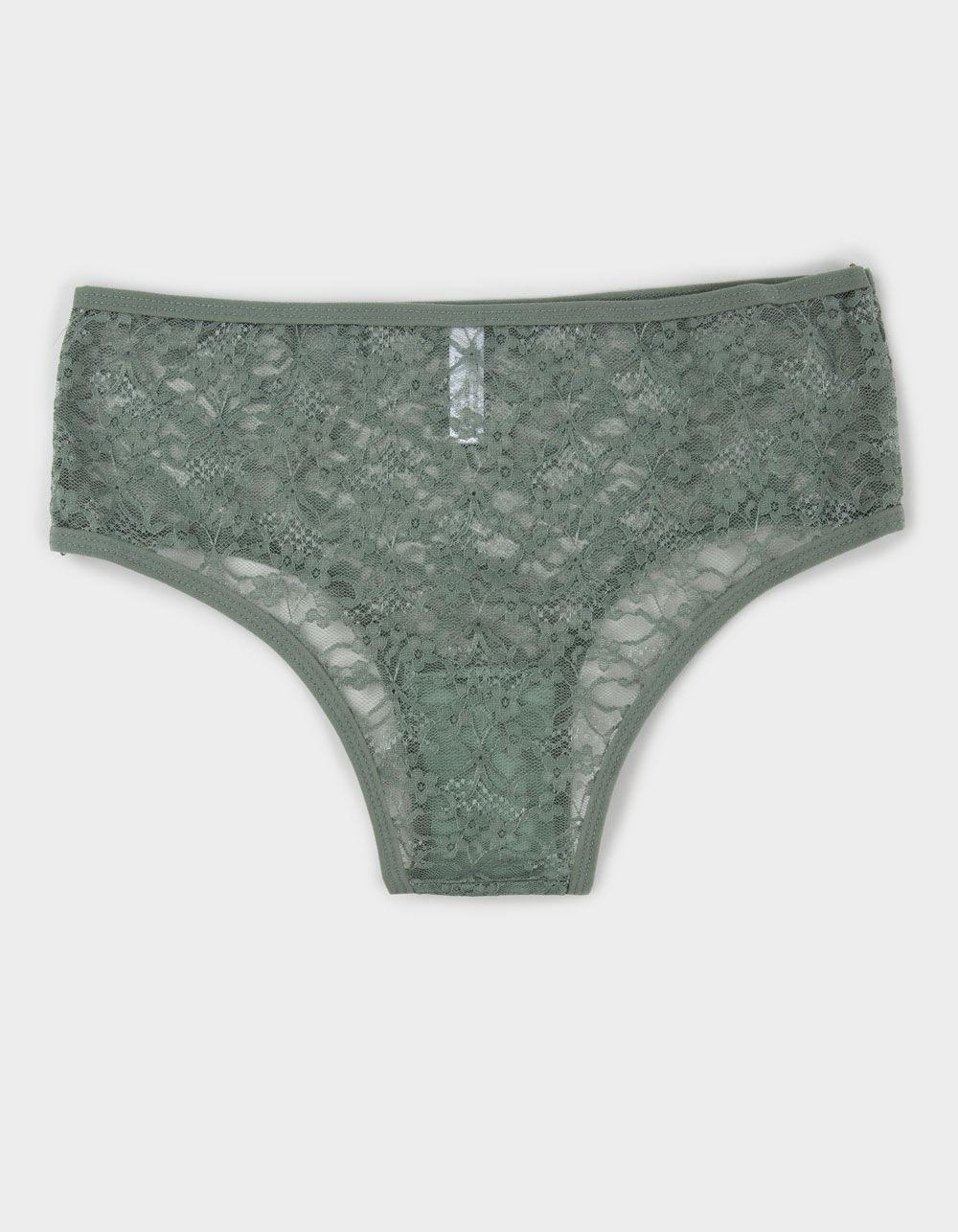 FULL TILT Allover Lace Cheeky Panties - OLIVE Product Image